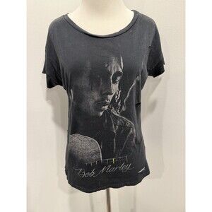 Zion Rootswear Bob Marley Graphic T-shirt Women Medium Black